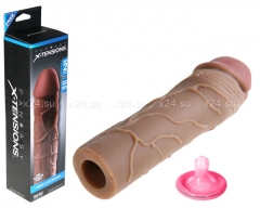 Большая удлиняющая коричневая насадка на большой пенис Mega 2'' Extension