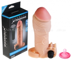 Удлиняющая насадка с вибрацией и с креплением на мошонке Vibrating Real Feel 2'' Extension