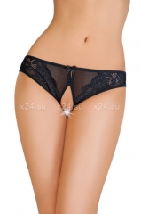Черные контактные кружевные трусики XL