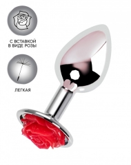 Небольшая металлическая пробка с красной розочкой