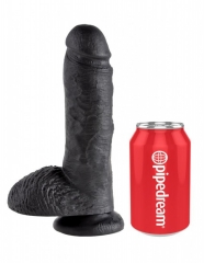 Черный фаллос с мошонкой на присоске King Cock 8 Cock with Balls Black 8''