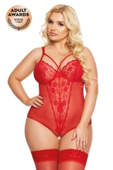 Красное контактное боди с косточками Amanda XXL