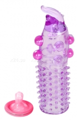 Стимулирующая силиконовая насадка с "усиками" и бусинками